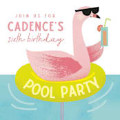 "Flamingo" - Children's Birthday Party Invitations in Lime by Lori Wemple - Detail
