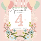 "Make A Wish!" - Children's Birthday Party Invitations in Cotton Candy by Peony Rose Design - Detail