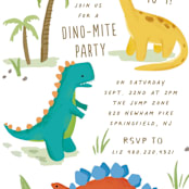 "Dino Zone" - Children's Birthday Party Invitations in Marshmallow by Everett Paper Goods - Detail