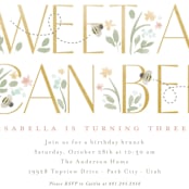 "Sweet As Can Bee" - Children's Birthday Party Invitations in Linen by Robert and Stella - Detail