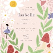 "Fairies" - Children's Birthday Party Invitations in Rose by Hudson meet Rose - Detail