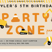 "party zone" - Children's Birthday Party Invitations in Lemon Drop by Nicole Senecal - Detail