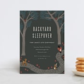"Midnight Garden" - Children's Birthday Party Invitations in Licorice by Kampai Designs - Front