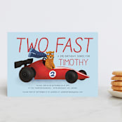 "Monaco" - Children's Birthday Party Invitations in Cherry by Jenna Holcomb - Front