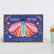 "Buggy" - Children's Birthday Party Invitations in Peony by Erin Deegan - Front