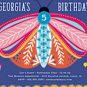 "Buggy" - Children's Birthday Party Invitations in Peony by Erin Deegan - Detail