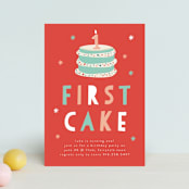"That First Cake" - Children's Birthday Party Invitations in Citrus by Christie Garcia - Front