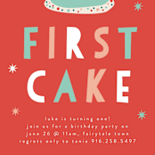 "That First Cake" - Children's Birthday Party Invitations in Citrus by Christie Garcia - Detail