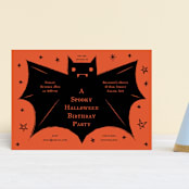 "Spooky Bat" - Children's Birthday Party Invitations in Hibiscus by Ani Somi - Front