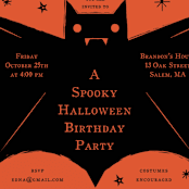"Spooky Bat" - Children's Birthday Party Invitations in Hibiscus by Ani Somi - Detail