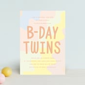 "Bday Twins" - Children's Birthday Party Invitations in Creamsicle by Baumbirdy - Front