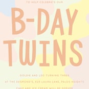 "Bday Twins" - Children's Birthday Party Invitations in Creamsicle by Baumbirdy - Detail