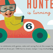 "Race" - Children's Birthday Party Invitations in Carrot by Lori Wemple - Detail