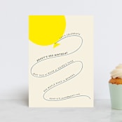 "Balloon" - Children's Birthday Party Invitations in Cream by Baumbirdy - Front