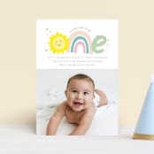 "so fun to be one" - Children's Birthday Party Invitations in Rainbow by Creo Study - Front