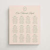 "Scripted" - Custom Seating Charts in Emerald by Creo Study - Front