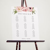 "Timeless Blooms" - Custom Seating Charts in Peony by Susan Moyal - In Use