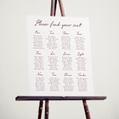 "Handwritten" - Custom Seating Charts in Wine by Cass Loh - In Use