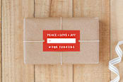 "Peace Love Joy Ticket" - Custom Stickers in Holly by Carolyn MacLaren - Front