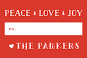 "Peace Love Joy Ticket" - Custom Stickers in Holly by Carolyn MacLaren - In Use