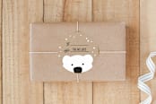 "Polar Bear Wishes" - Custom Stickers in Kraft by Carolyn MacLaren - Front