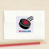 "Hockey Valentine" - Custom Stickers in Berry by Athena St Jacques - Front