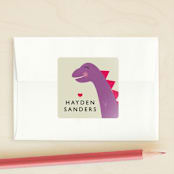 "Dino-mite" - Custom Stickers in Grape by Jennifer Thomke - Front