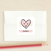 "Happy Heart Day" - Custom Stickers in Citrus by Melissa Egan of Pistols - Front