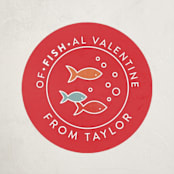 "School Of Fish" - Custom Stickers in Coral by Jill Means - Front