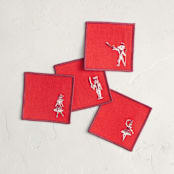 "Linocut Nutcracker" - Coasters in Burgundy by Teju Reval - Coasters, Set of 4