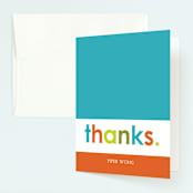 "Colorful One" - Children's Birthday Party Thank You Cards in Teal by Denise Malacrea - Front