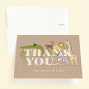 "safari party animals" - Children's Birthday Party Thank You Cards in Linen by Karidy Walker - Front
