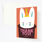 "Magic" - Children's Birthday Party Thank You Cards in Melon by Lori Wemple - Front