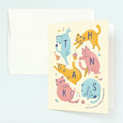 "Let's Pawty" - Children's Birthday Party Thank You Cards in Candy by Shannon Chen of Four Wet Feet Studio - Front