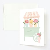 "Petite flower cart" - Children's Birthday Party Thank You Cards in Grass by Jennifer Wick - Front