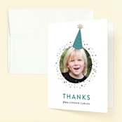 "Party Hat" - Children's Birthday Party Thank You Cards in Teal by Hooray Creative - Front