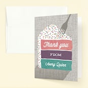 "Layer Cake" - Children's Birthday Party Thank You Cards in Rainbow by Holly Whitcomb - Front