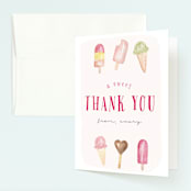 "Ice Cream Parlor" - Children's Birthday Party Thank You Cards in Blush by Nicoletta Savod - Front