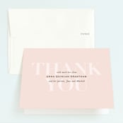 "One Year" - Children's Birthday Party Thank You Cards in Peach by Up Up Creative - Front