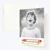 "Colorful Party" - Children's Birthday Party Thank You Cards in Coral by heythird - Front