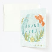 "Sea Party" - Children's Birthday Party Thank You Cards in Sea Weed by Grace Kreinbrink - Front