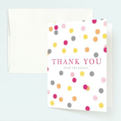 "Confetti Fun" - Children's Birthday Party Thank You Cards in Hot Pink by Pretty Girl Designs - Front
