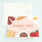 "Whole Brunch" - Children's Birthday Party Thank You Cards in Strawberry Yogurt by Erica Krystek - Front
