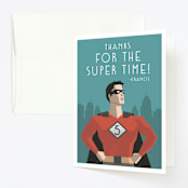 "Calling All Superheroes" - Children's Birthday Party Thank You Cards in Fire by Jessica Prout - Front