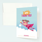 "Super Birthday Girl" - Children's Birthday Party Thank You Cards in Magenta by Tara Lilly Studio - Front