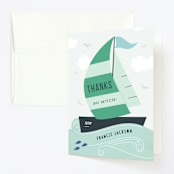"Sail Away" - Children's Birthday Party Thank You Cards in Deep Sea by Creo Study - Front