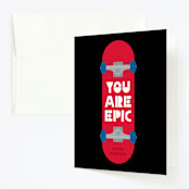 "Skateboard" - Children's Birthday Party Thank You Cards in Siren by Kacey Kendrick Wagner - Front