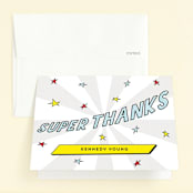 "Comic Superhero" - Children's Birthday Party Thank You Cards in Ka-Blaam by Lehan Veenker - Front