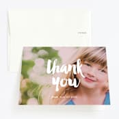 "Modern Birthday" - Children's Birthday Party Thank You Cards in Rose by Chryssi Tsoupanarias - Front