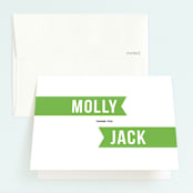 "Twin Voice" - Children's Birthday Party Thank You Cards in Kelly Green by Sara Hicks Malone - Front